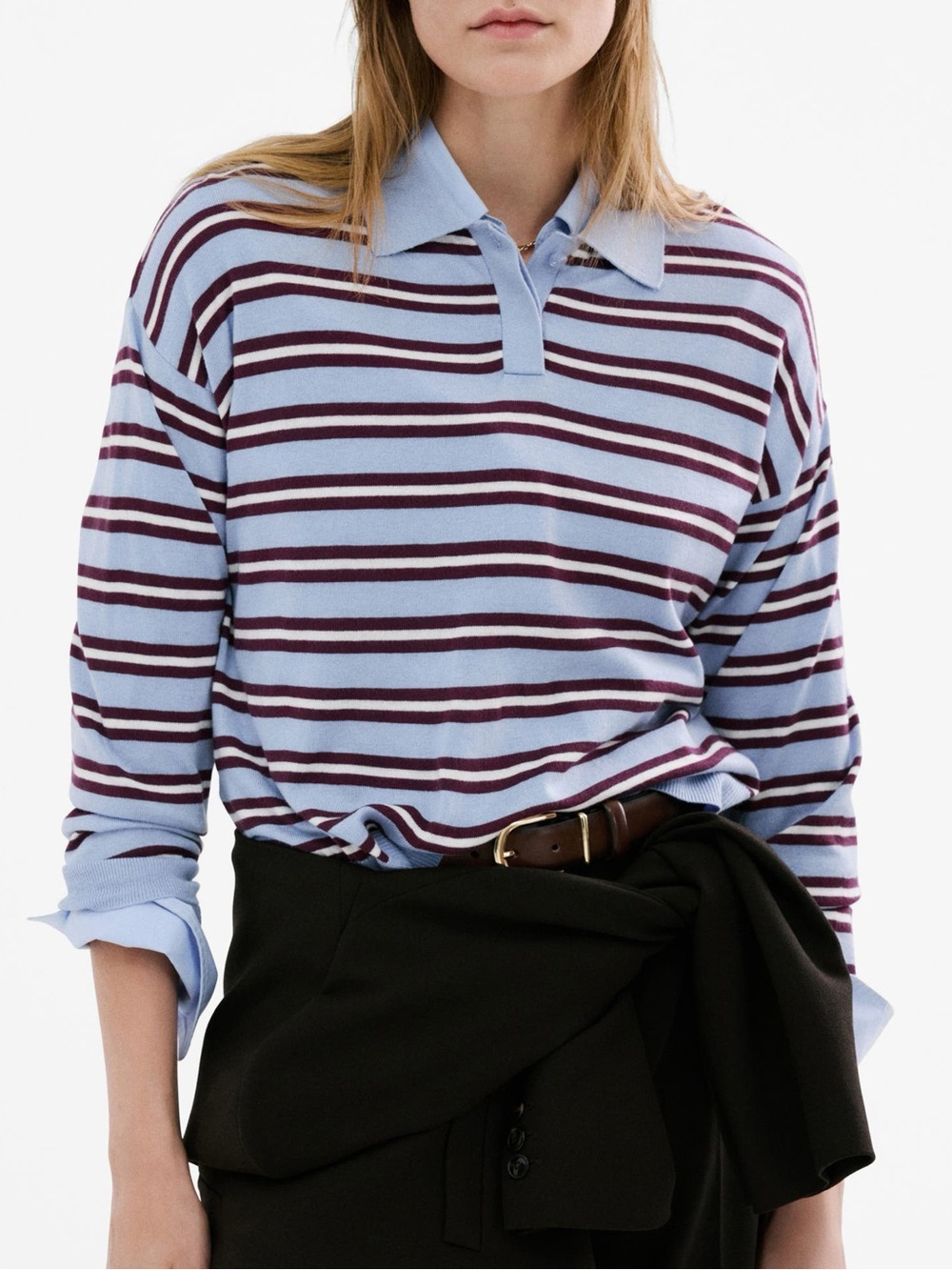 Mango Striped Polo Sweater